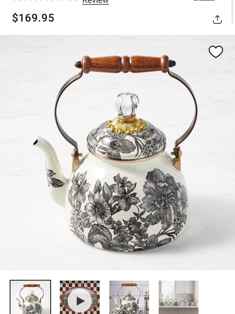 MacKenzie-Childs Sterling English Garden Tea Kettle - Picture 2 of 4